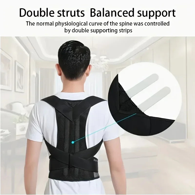 Adjustable Posture Corrector Low Back Support Shoulder Brace Belt for Men Women